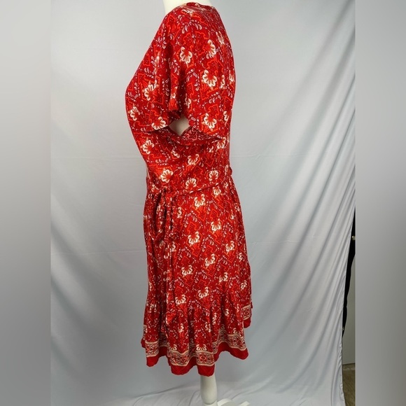 Zesica floral type print wrap dress v-neck short sleeve women’s size L - Picture 5 of 16